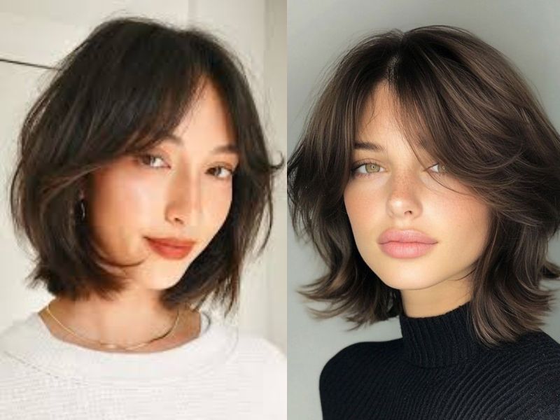 Textured Bob & Curtain Bangs 