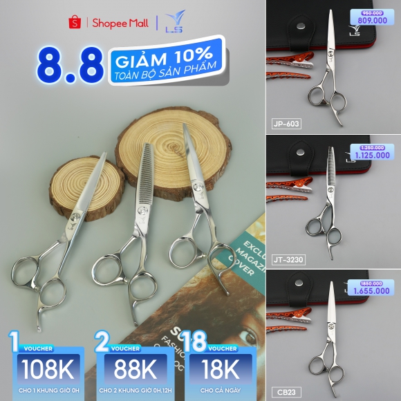 Nhận ưu đãi lớn khi đặt mua kéo cắt tóc VLS Nhận ưu đãi lớn khi đặt mua kéo cắt tóc VLS