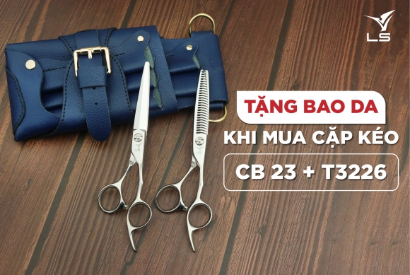 Tặng kèm bao da khi mua cặp kéo cắt tóc VLS CB23 và T3226 Tặng kèm bao da khi mua cặp kéo cắt tóc VLS CB23 và T3226
