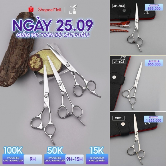 Săn mã giảm giá cùng kéo cắt tóc VLS Săn mã giảm giá cùng kéo cắt tóc VLS