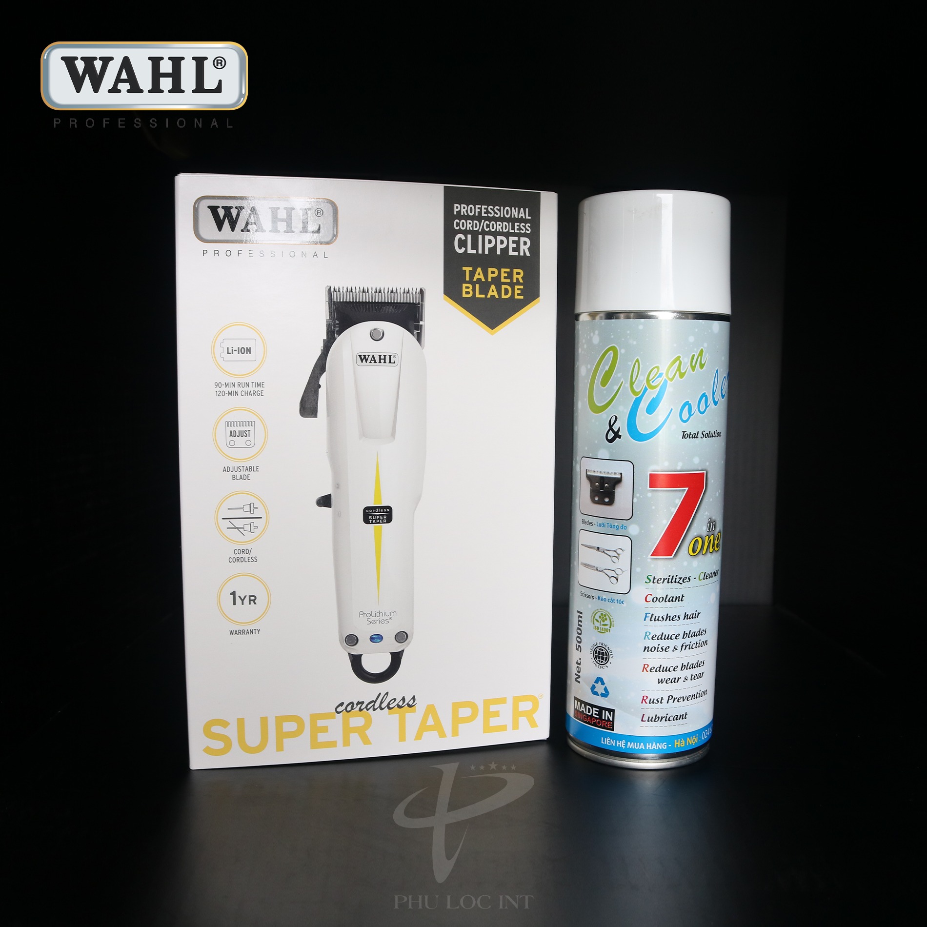 Tông đơ WAHL Super Taper Cordless và bình xịt đa năng